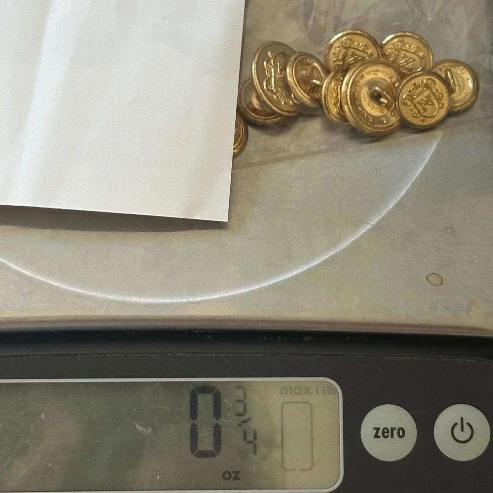 Gold Crest Buttons Unisex Gold Color 2 Large 4 Cuff For Suit or Blazer Letter N